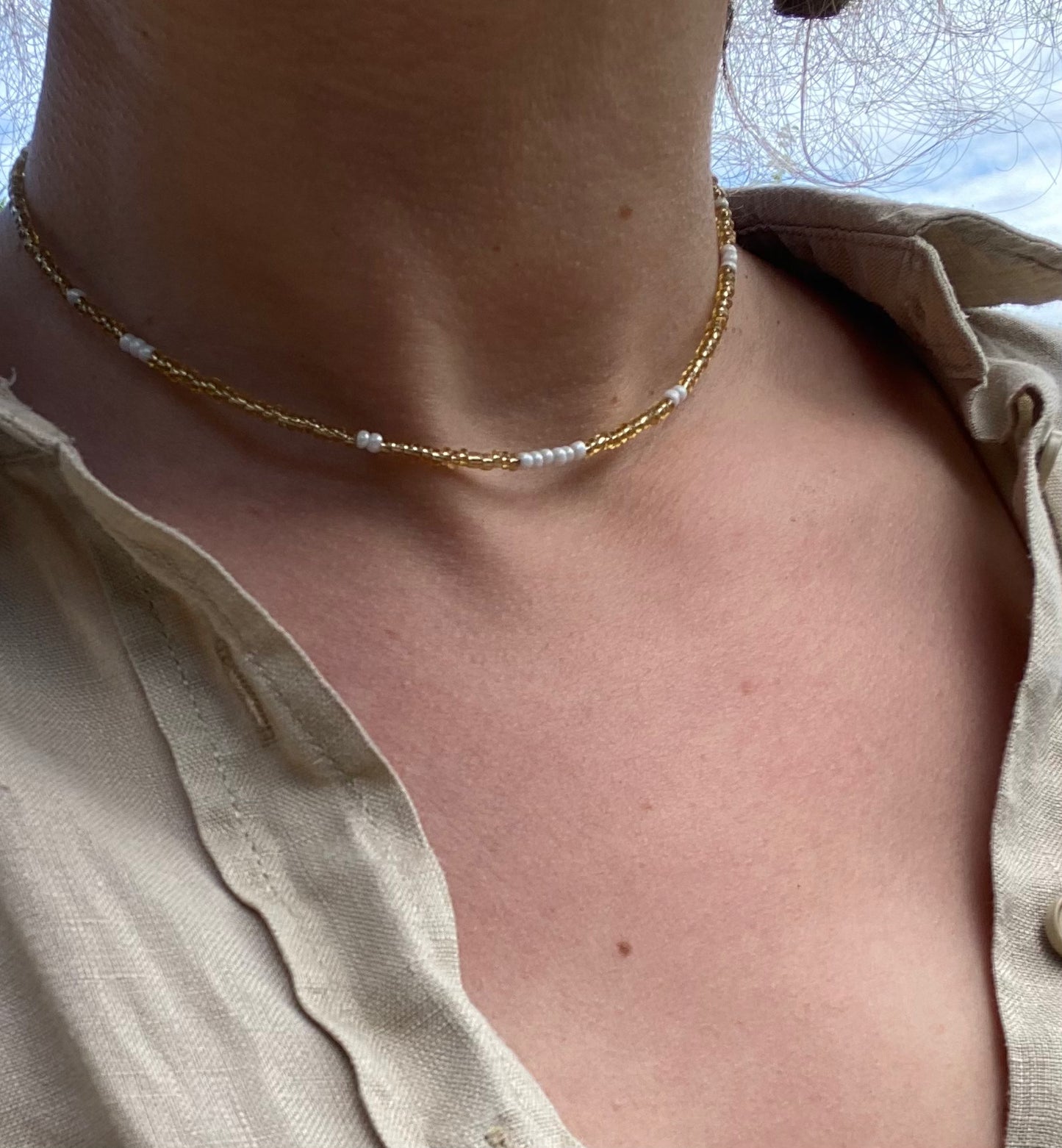Short Ivory beaded Necklace