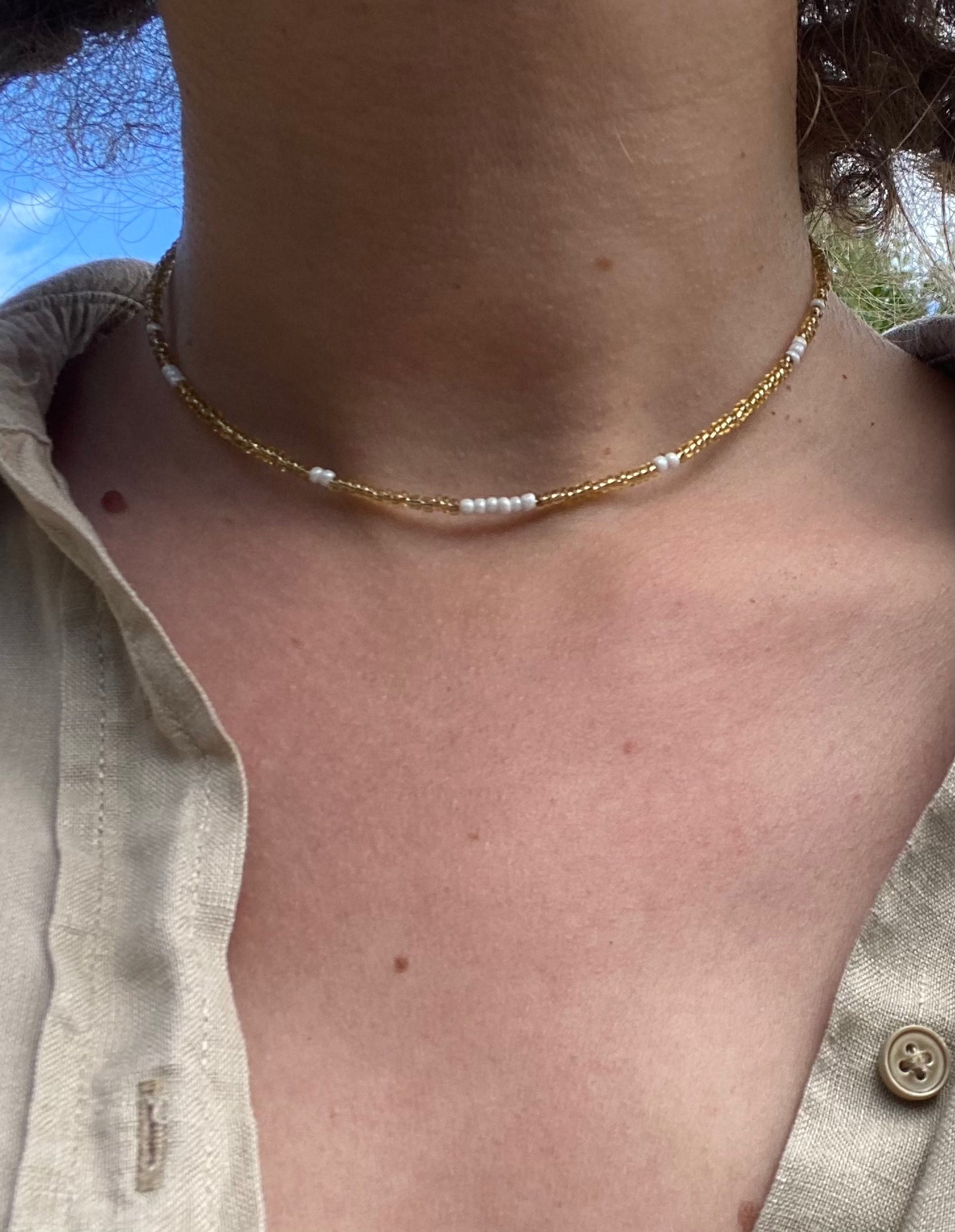 Short Ivory beaded Necklace