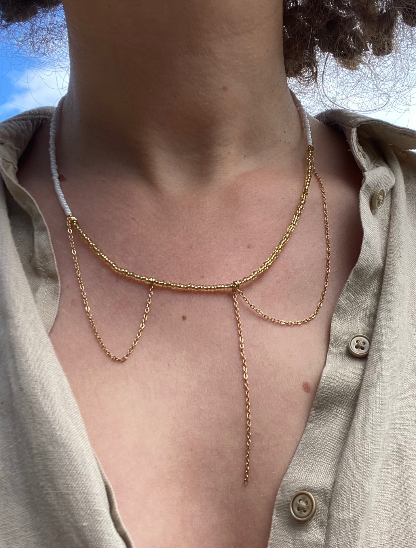 Golden Beaded Perfection Necklace