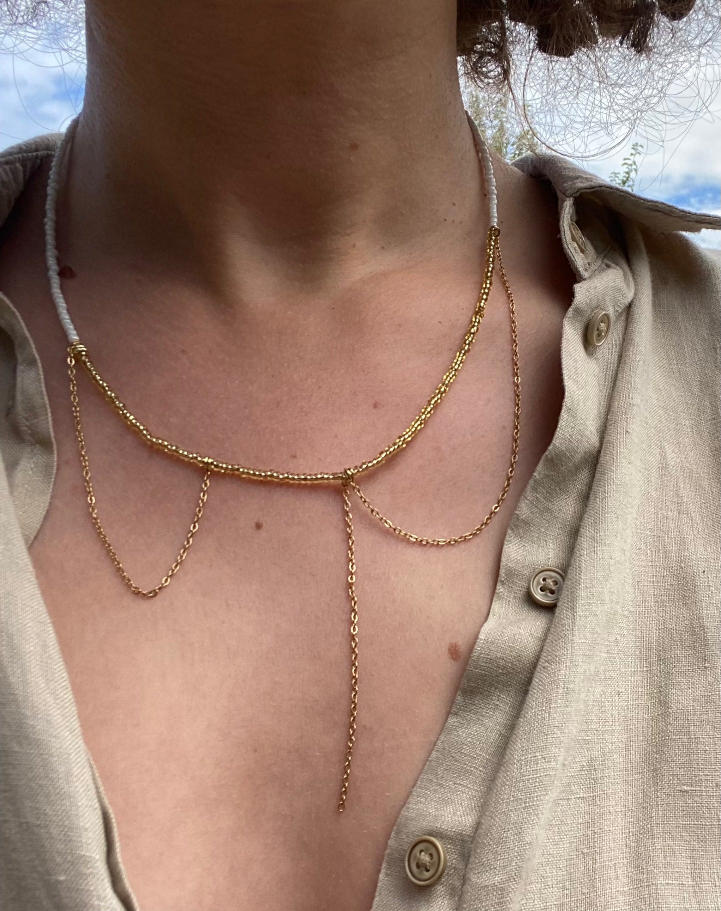 Golden Beaded Perfection Necklace
