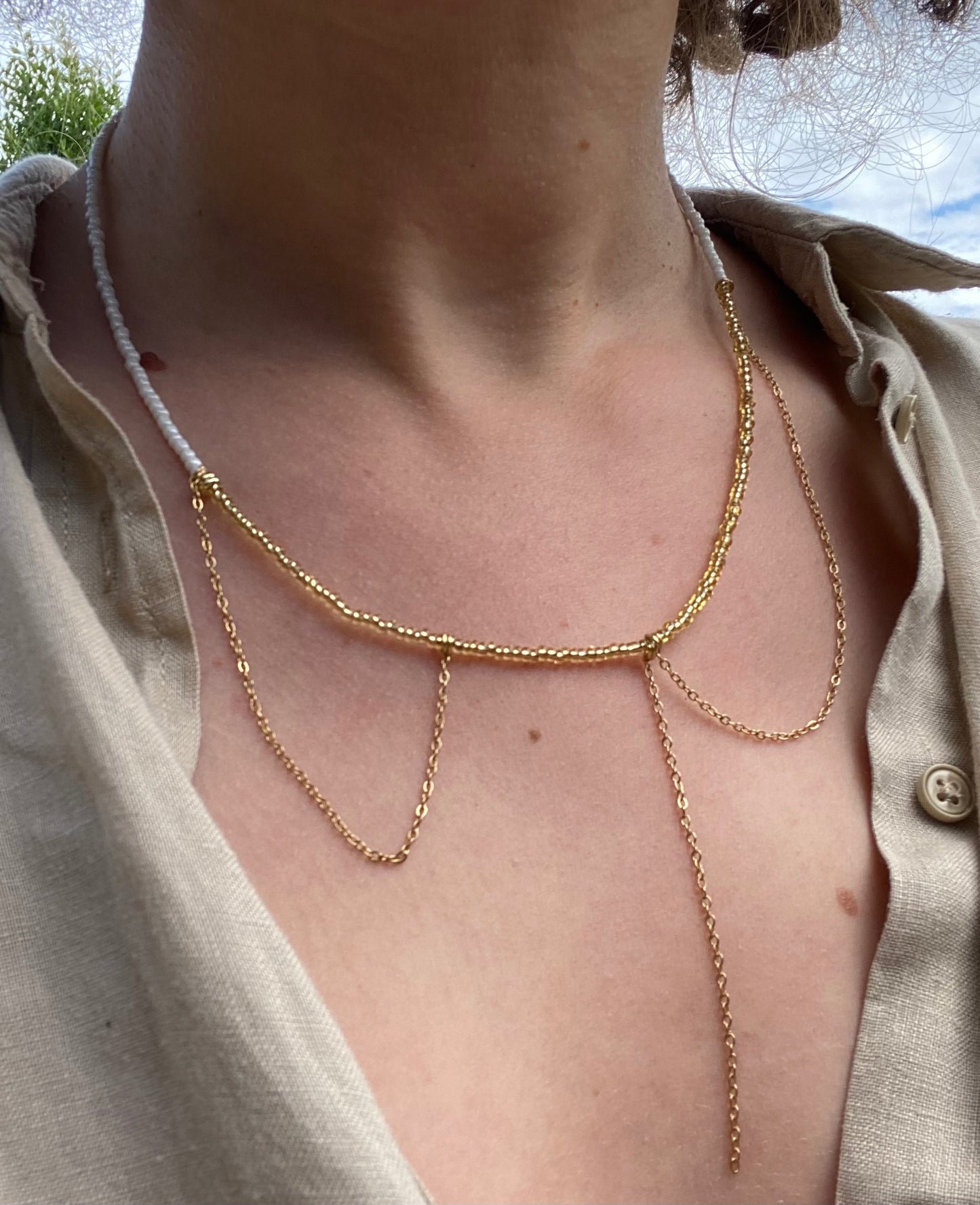 Golden Beaded Perfection Necklace