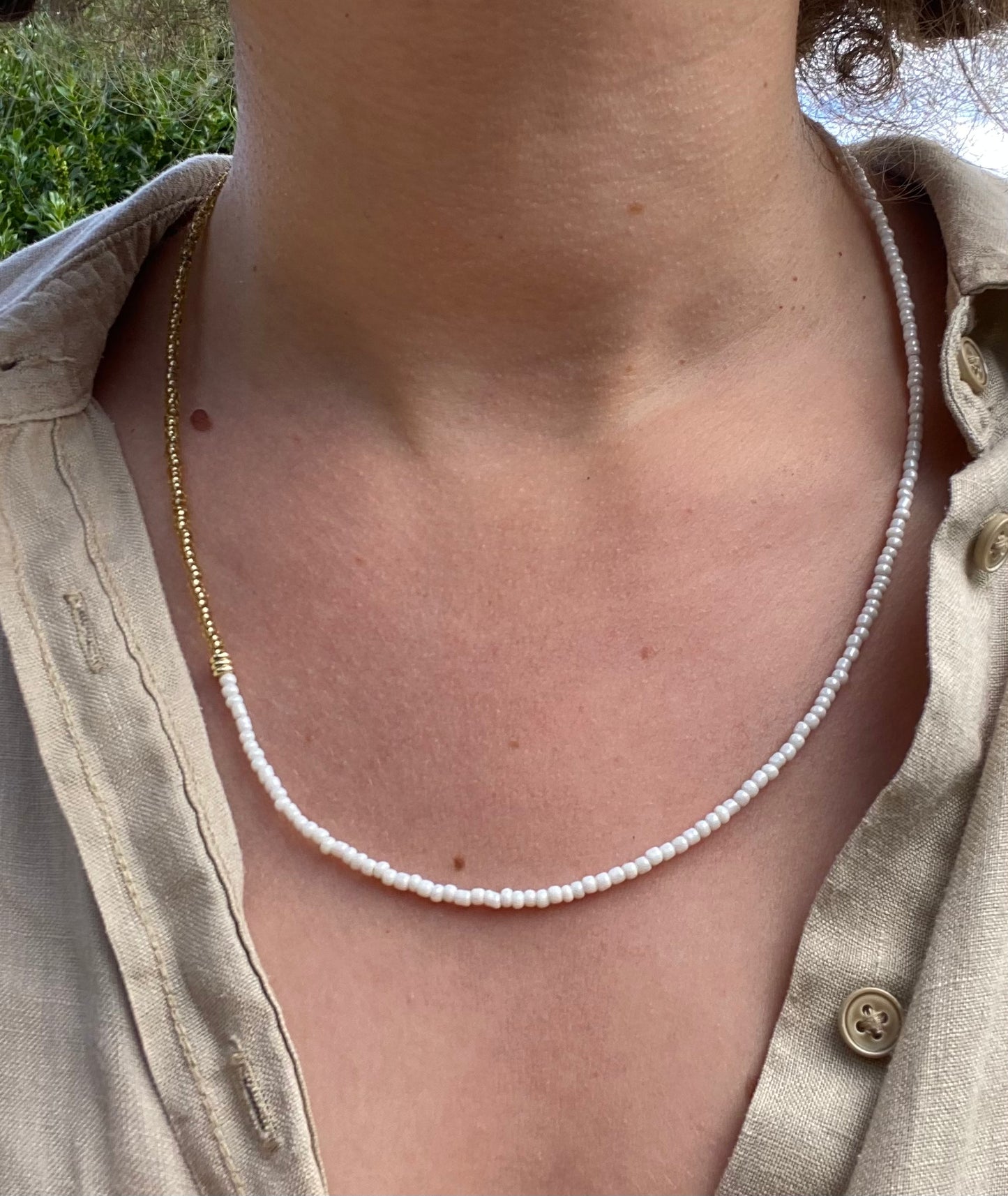 Long Ivory Beaded Necklace