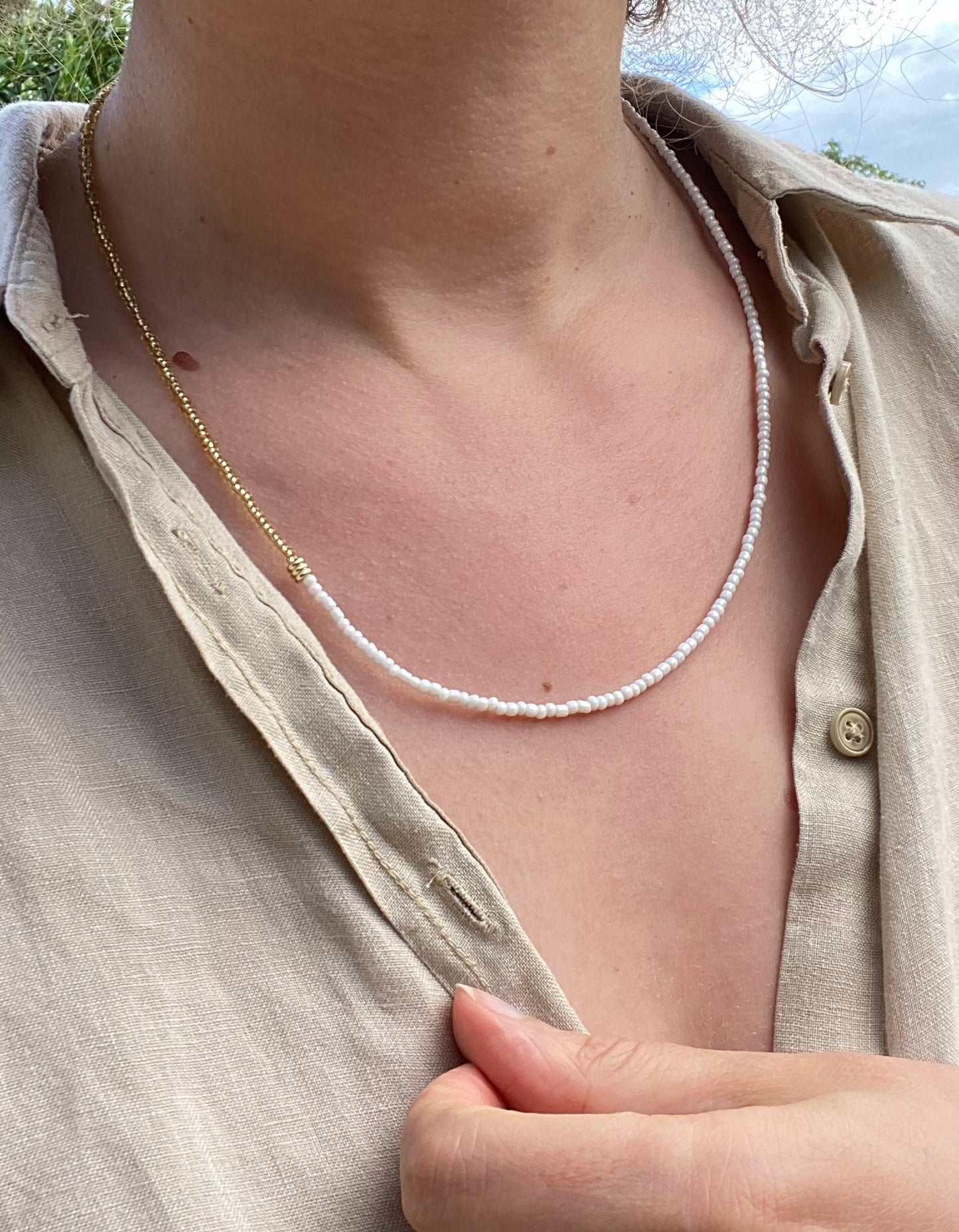Long Ivory Beaded Necklace