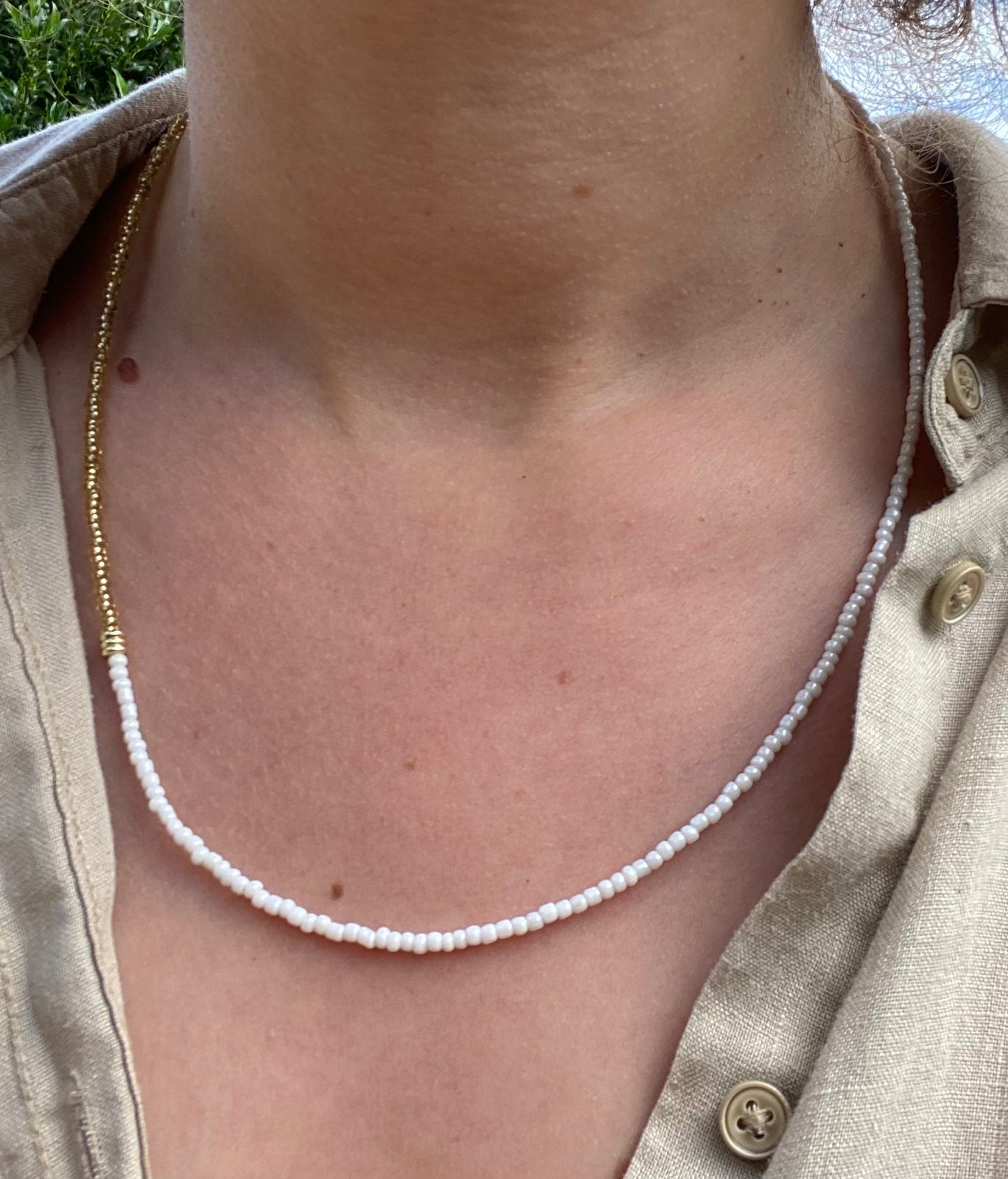 Long Ivory Beaded Necklace