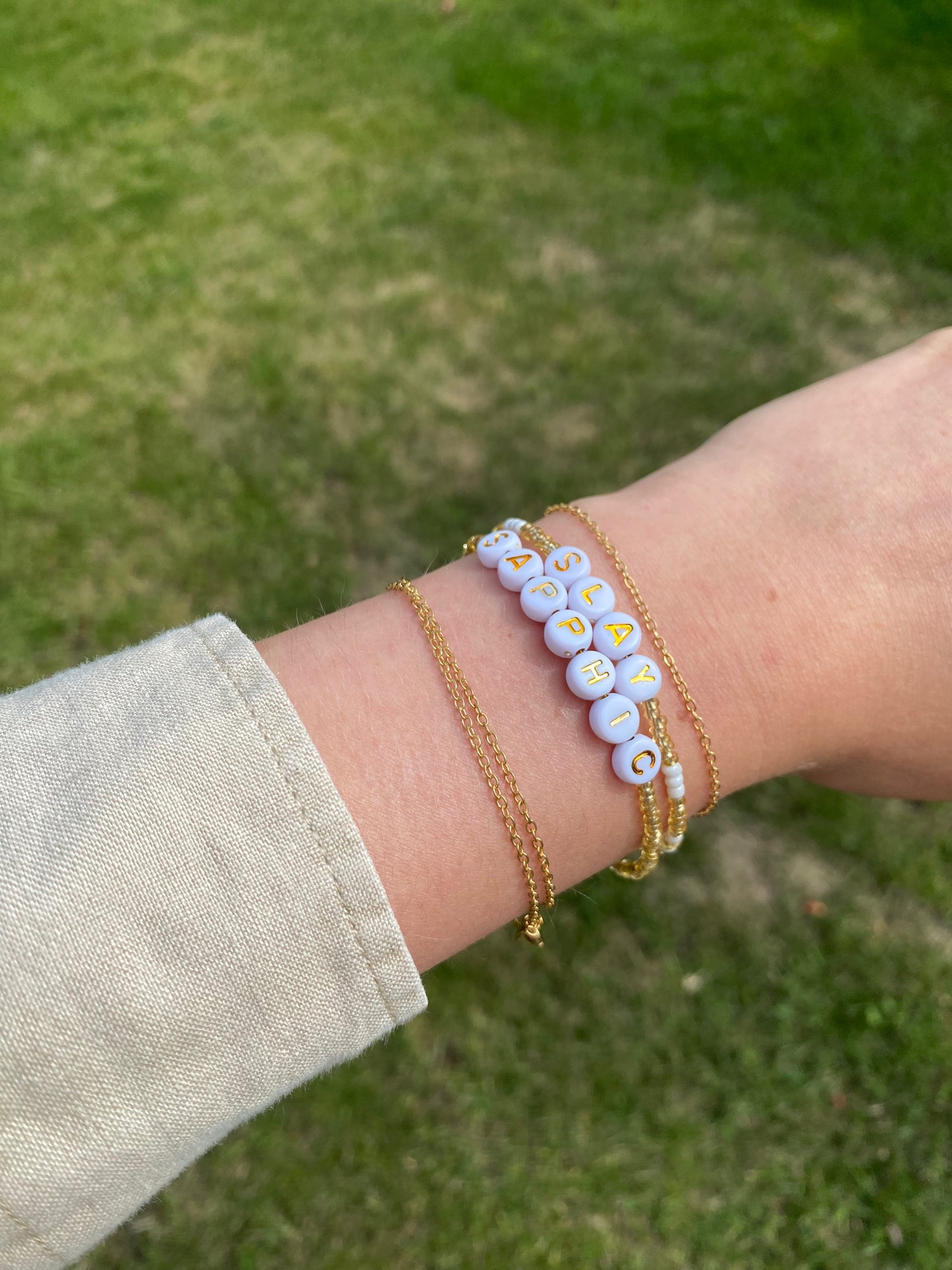 Golden Sapphic Beaded Bracelet