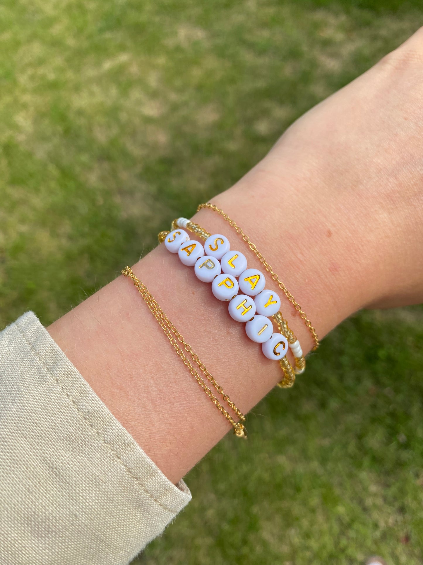 Golden Sapphic Beaded Bracelet