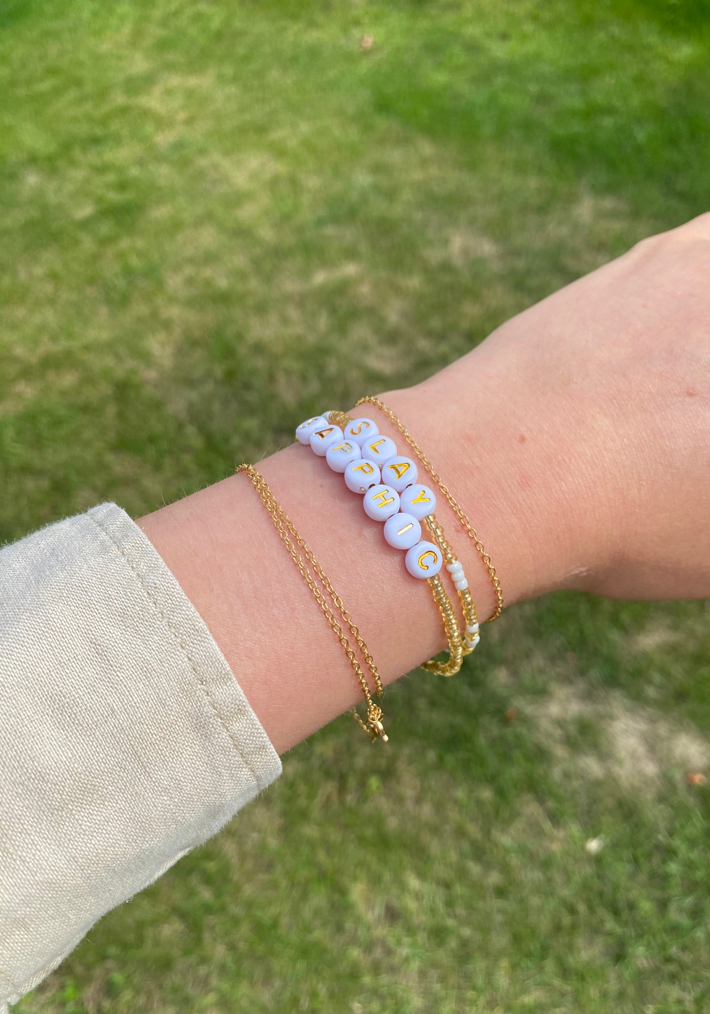 Golden Sapphic Beaded Bracelet