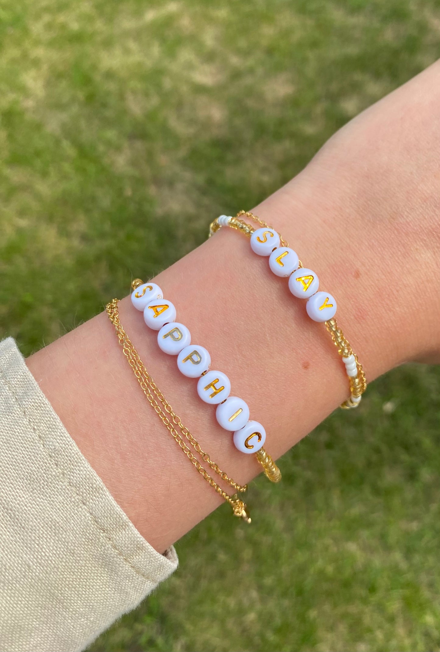 Golden Sapphic Beaded Bracelet