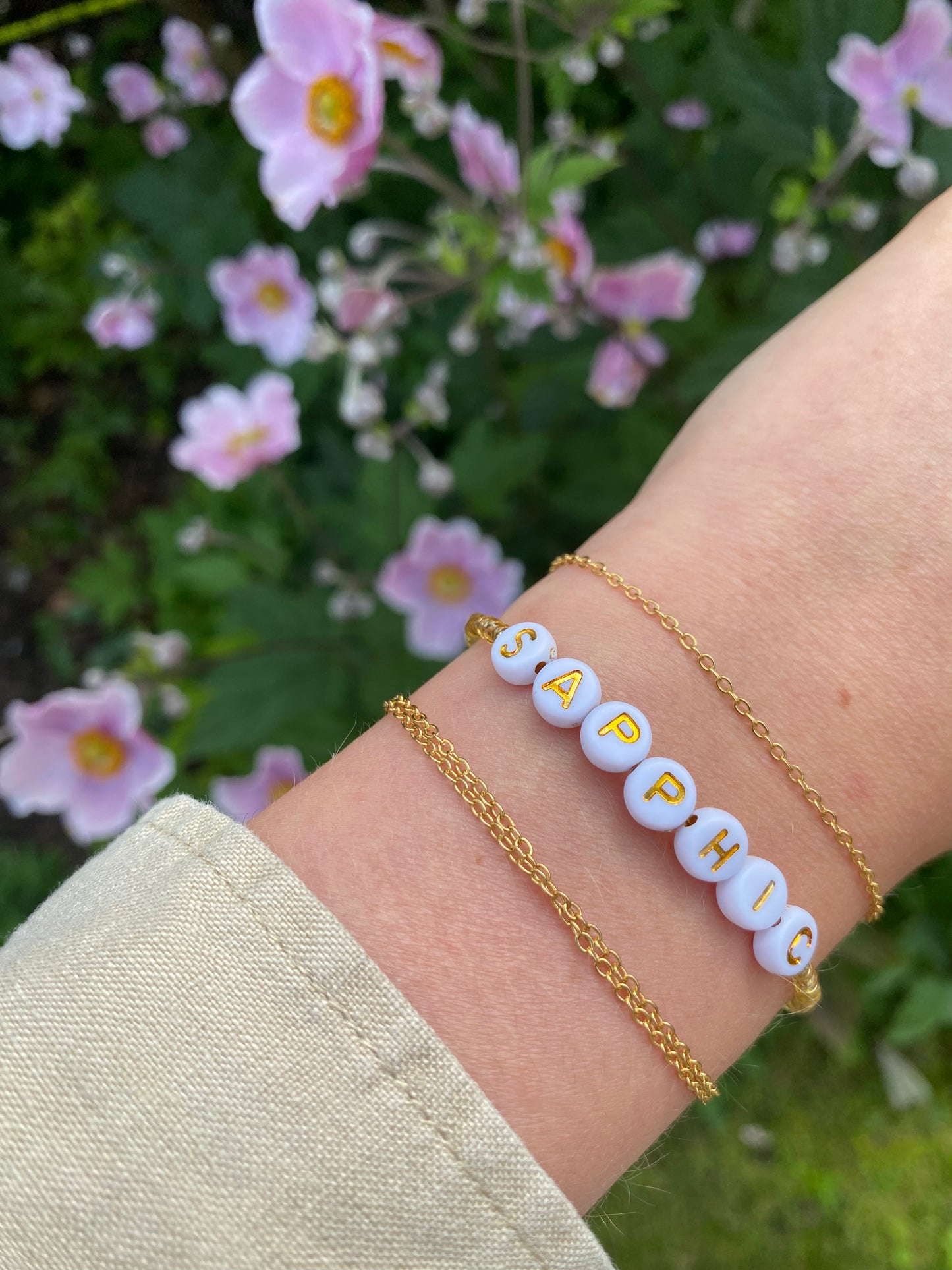 Golden Sapphic Beaded Bracelet