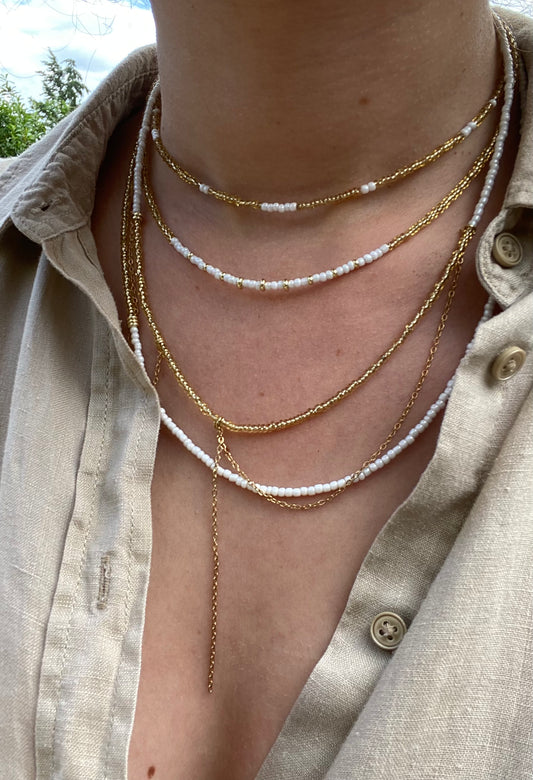 Long Ivory Beaded Necklace