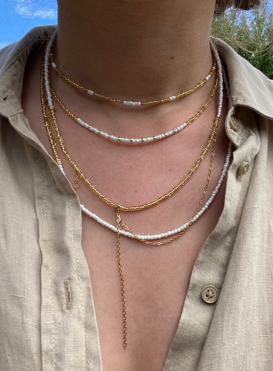 Long Ivory Beaded Necklace