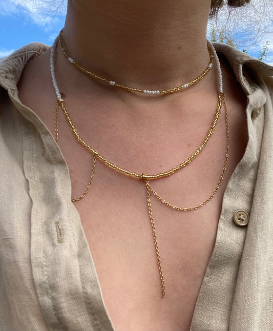 Golden Beaded Perfection Necklace