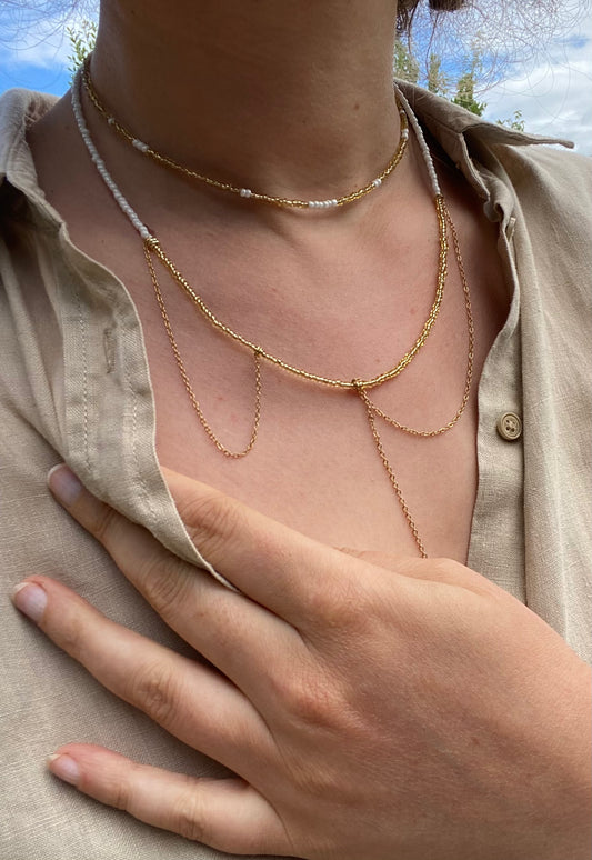 Golden Beaded Perfection Necklace