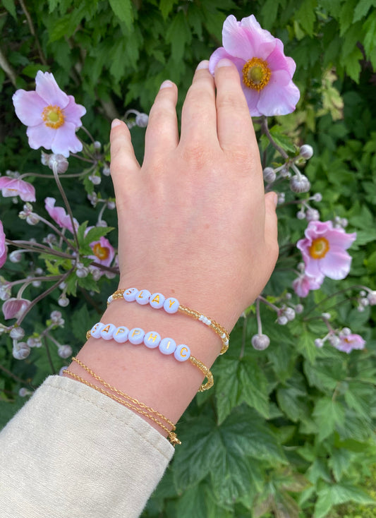 Golden Sapphic Beaded Bracelet
